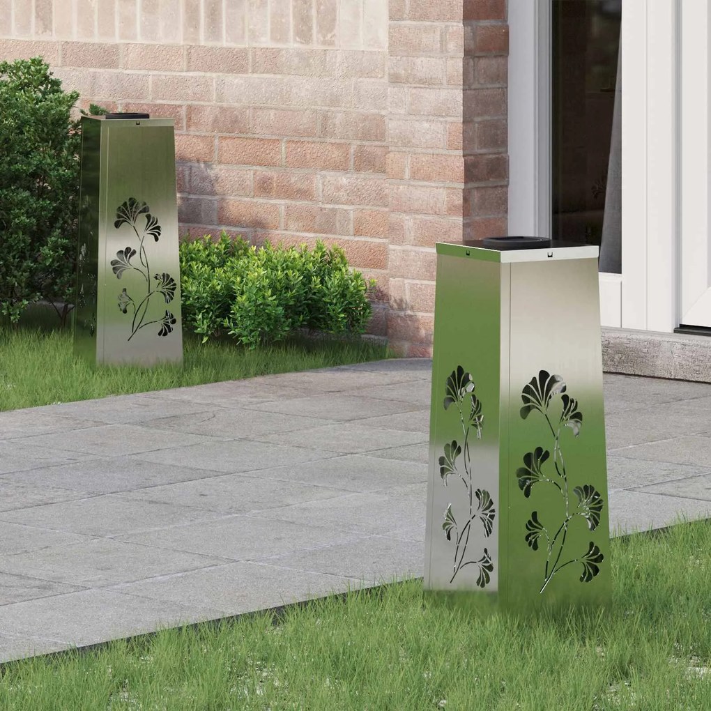 vidaXL Luz Solar LED de Caminho 2 pcs Prateado Aço Galvanizado