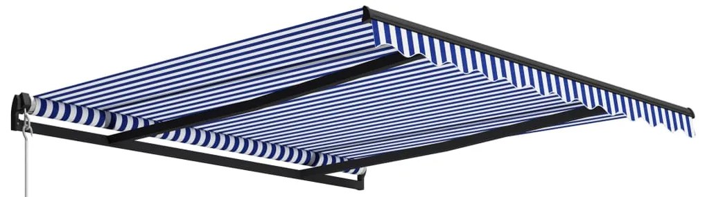 Toldo retrátil manual 350x250 cm azul e branco