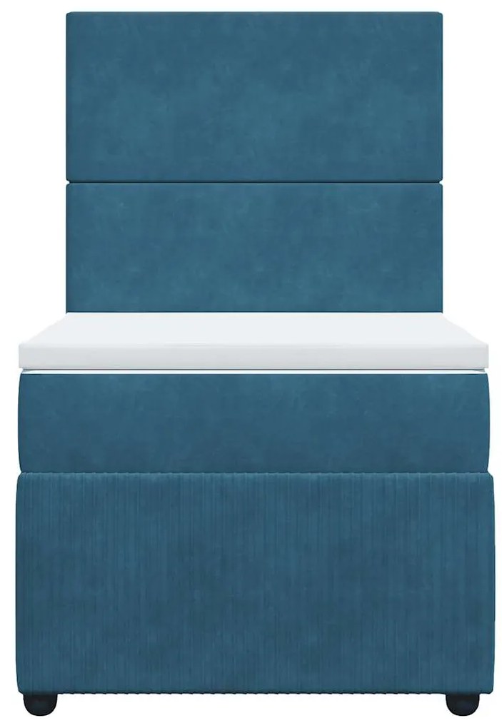 Cama boxspring com colchão 90x190 cm veludo azul