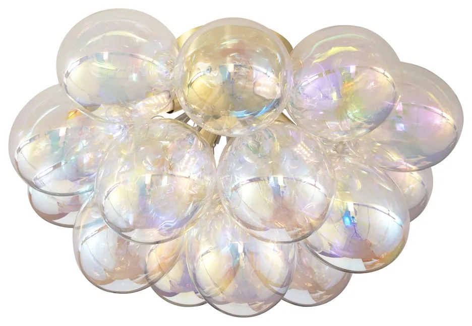Candeeiro de Teto Design Latão com Vidro Arco-Íris 4 Luzes - Uvas Design