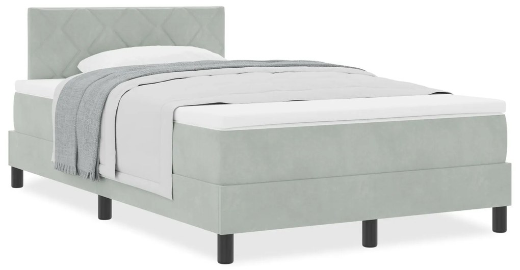 Cama Box com Colchão vidaXL Cinza Claro 120x200 cm Veludo