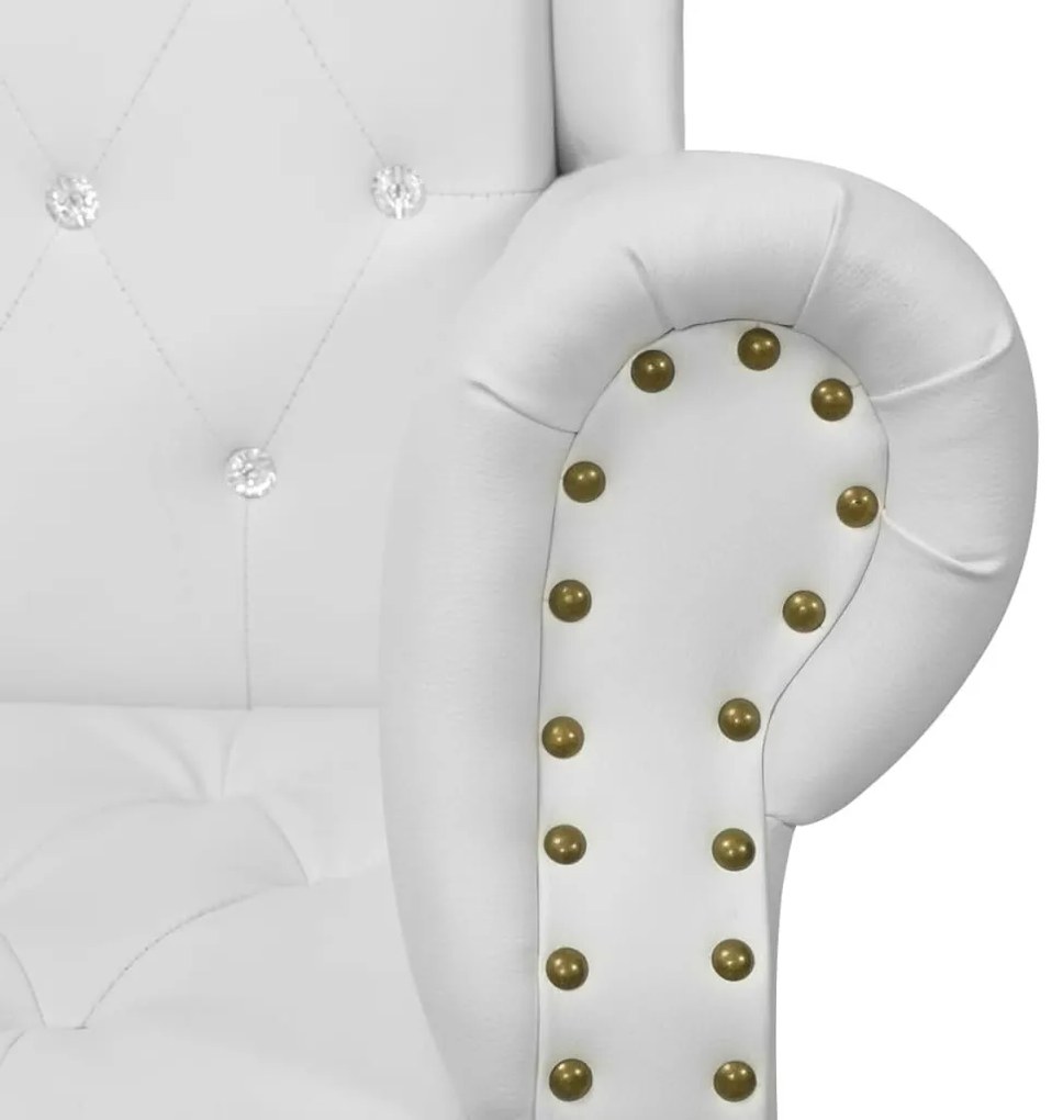Poltrona de costas altas couro artificial branco