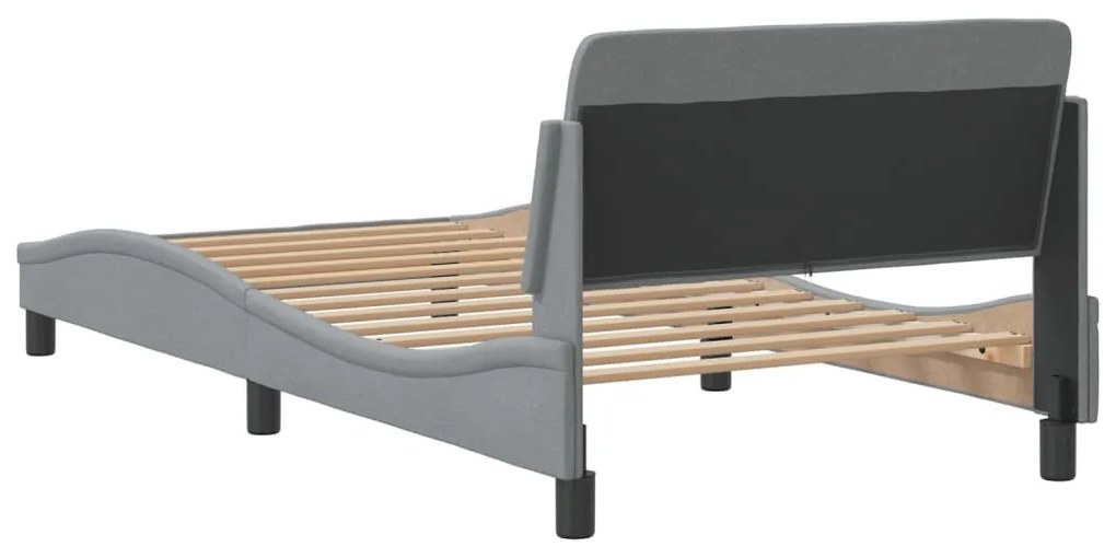 Estrutura de cama sem colchão 100x200 cm tecido cinzento-claro