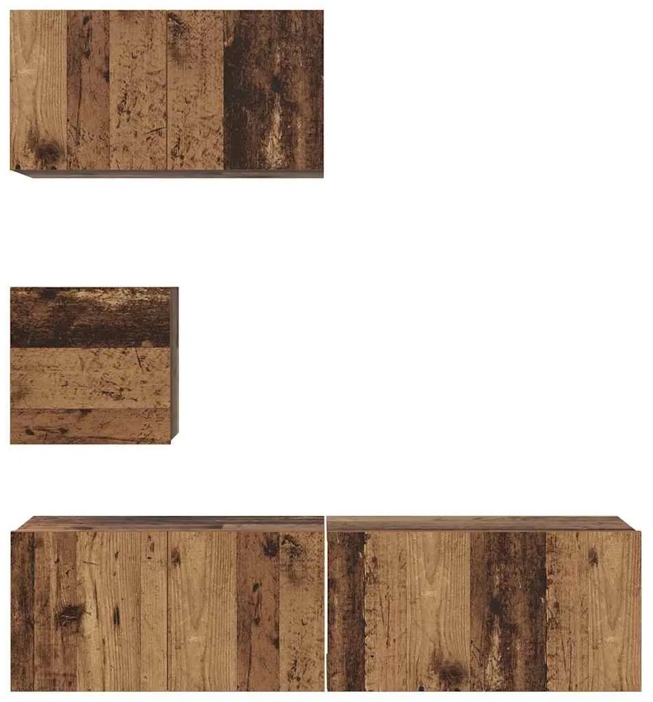 Conjunto de móvel de TV 4 pcs Madeira antiga 60 x 30 x 30 cm