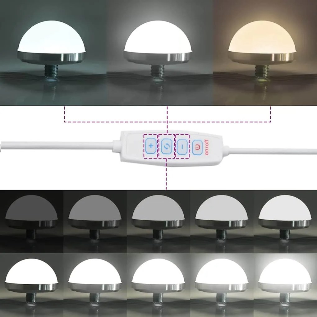 Conjunto de Mesa de Vestir 2 Peças com LED em Madeira Encenada Cinza S