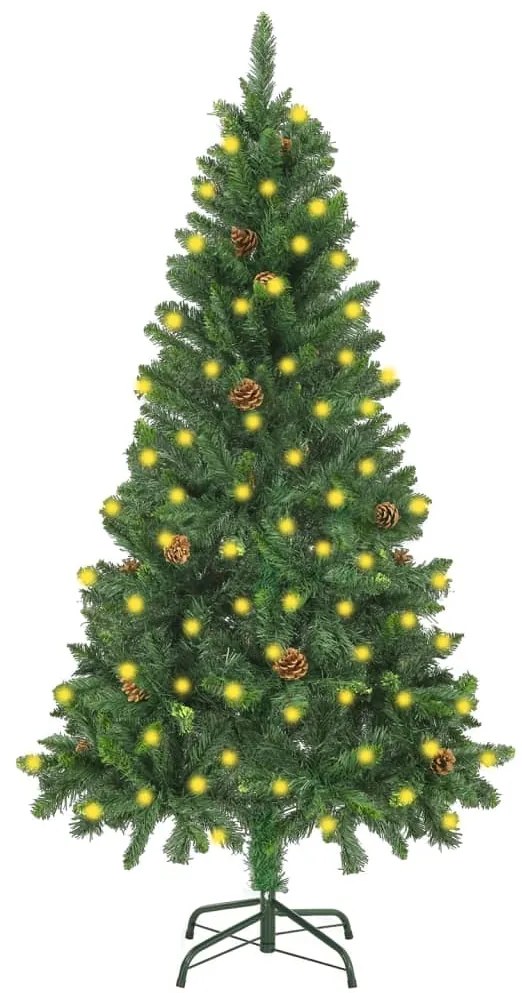 vidaXL Árvore de Natal pré-iluminada com pinhas 150 cm verde