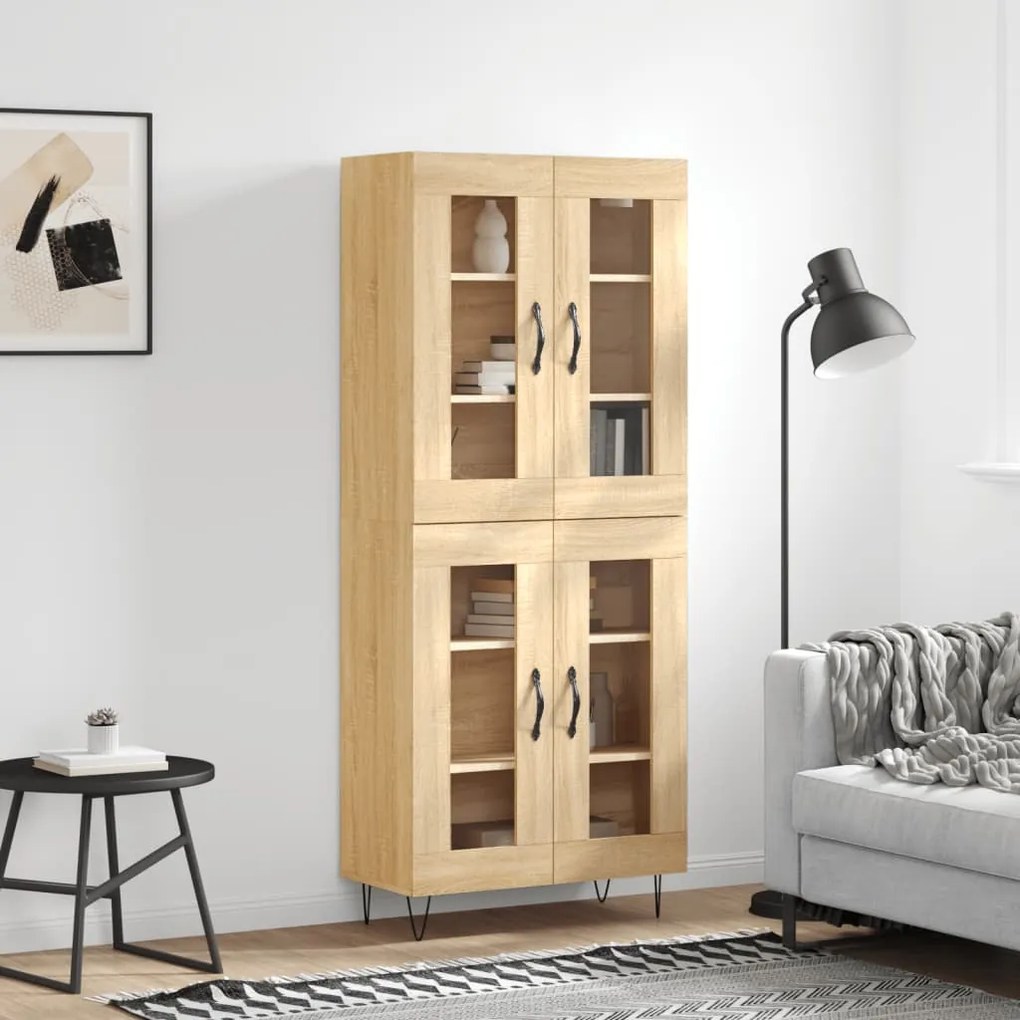 vidaXL Armário alto 69,5x34x180 cm derivados de madeira cor sonoma