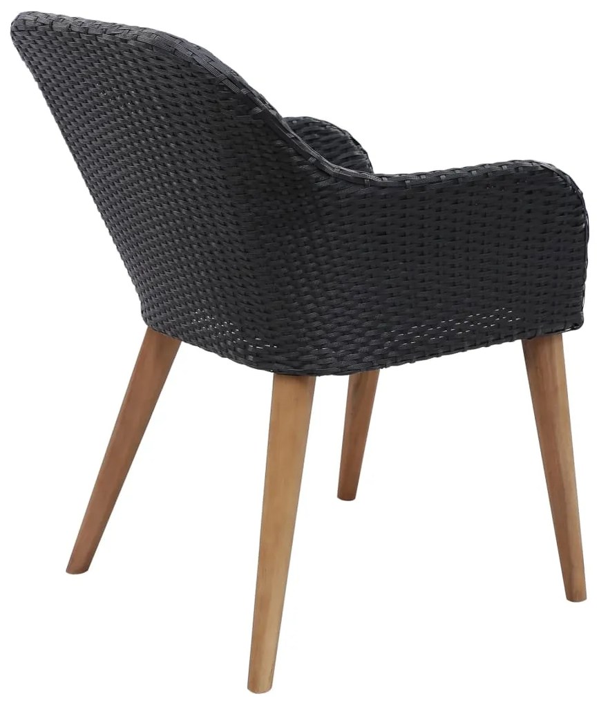 Cadeiras de exterior c/ almofadões 2 pcs vime PE preto
