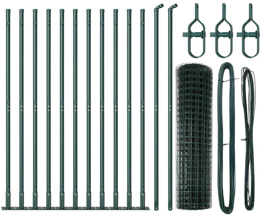 Cerca Euro com 13 Postes Flangeados 0.8x25 m Aço Galvanizado