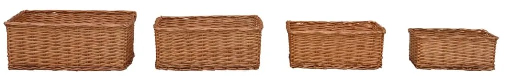 4 pcs conjunto de cestos de encastrar salgueiro castanho