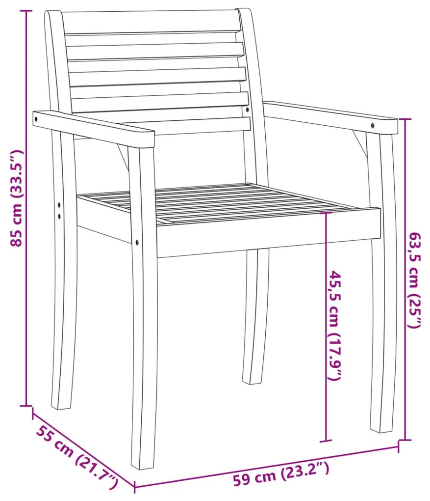 Cadeiras de jardim 8 pcs 59x55x85 cm madeira de acácia maciça