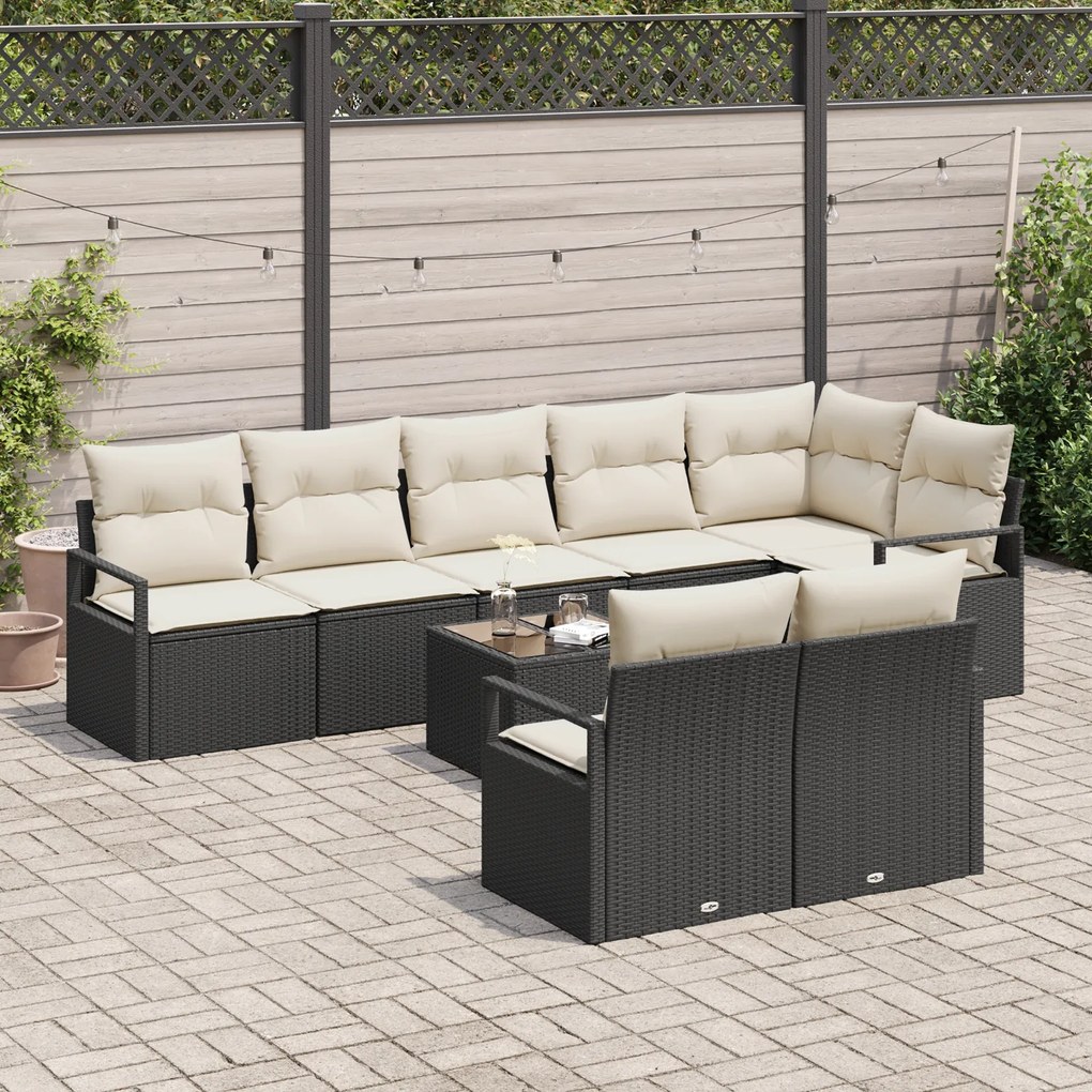 Conjunto de Sofá de Jardim vidaXL 8 Peças com Almofadas Marrom Rattan
