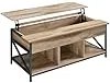 Mesa de centro VASAGLE, mesa de centro com tampo elevatório para sala de estar, mesa de centro com armazenamento aberto e oculto, barras em formato de X, 60 x 120 x (48-62) cm, marrom camelo e preto LCT215K50