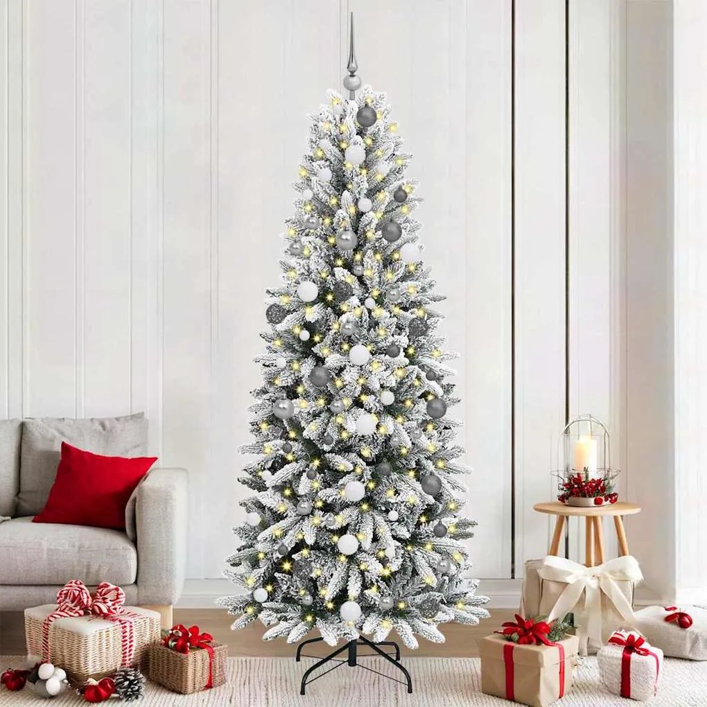 vidaXL Árvore de Natal Artificial com 300 LEDs Branco 210 cm