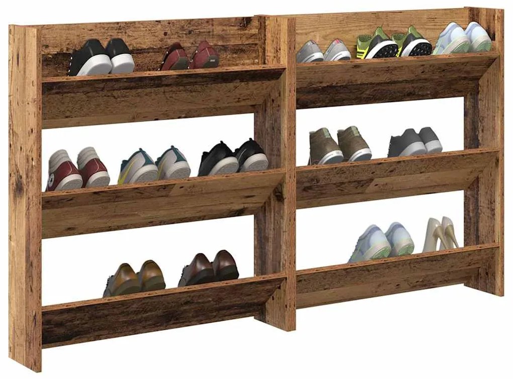 Armários para Sapatos de Parede 2 pcs Madeira antiga