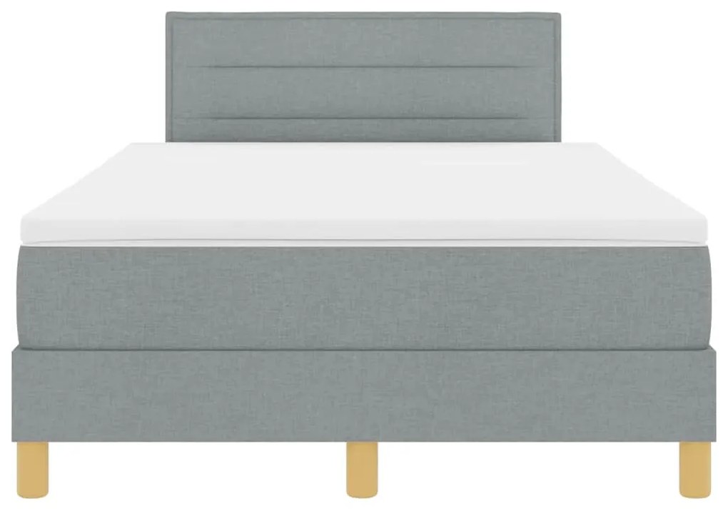 Cama Box com Colchão e LED Cinza Claro 120x200 cm Tecido