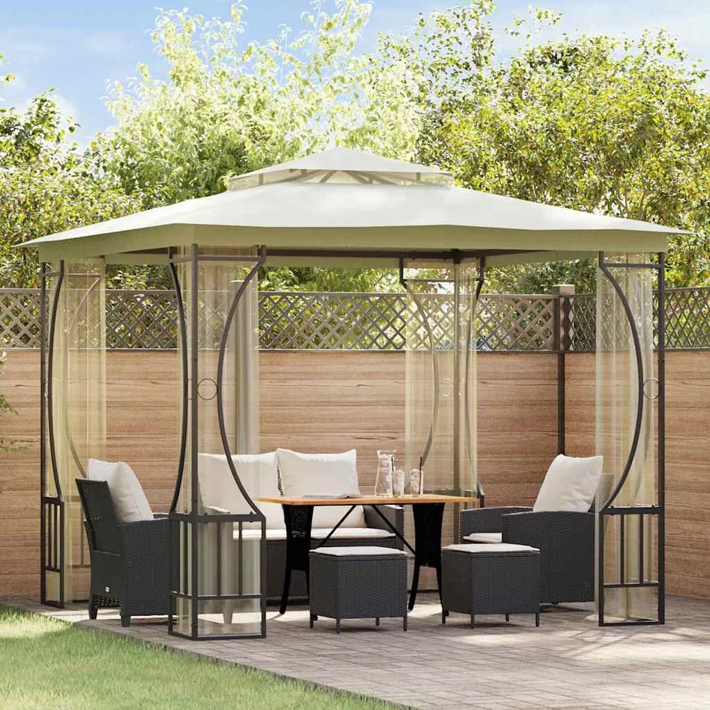 vidaXL Gazebo com redes 300x300x265 cm creme