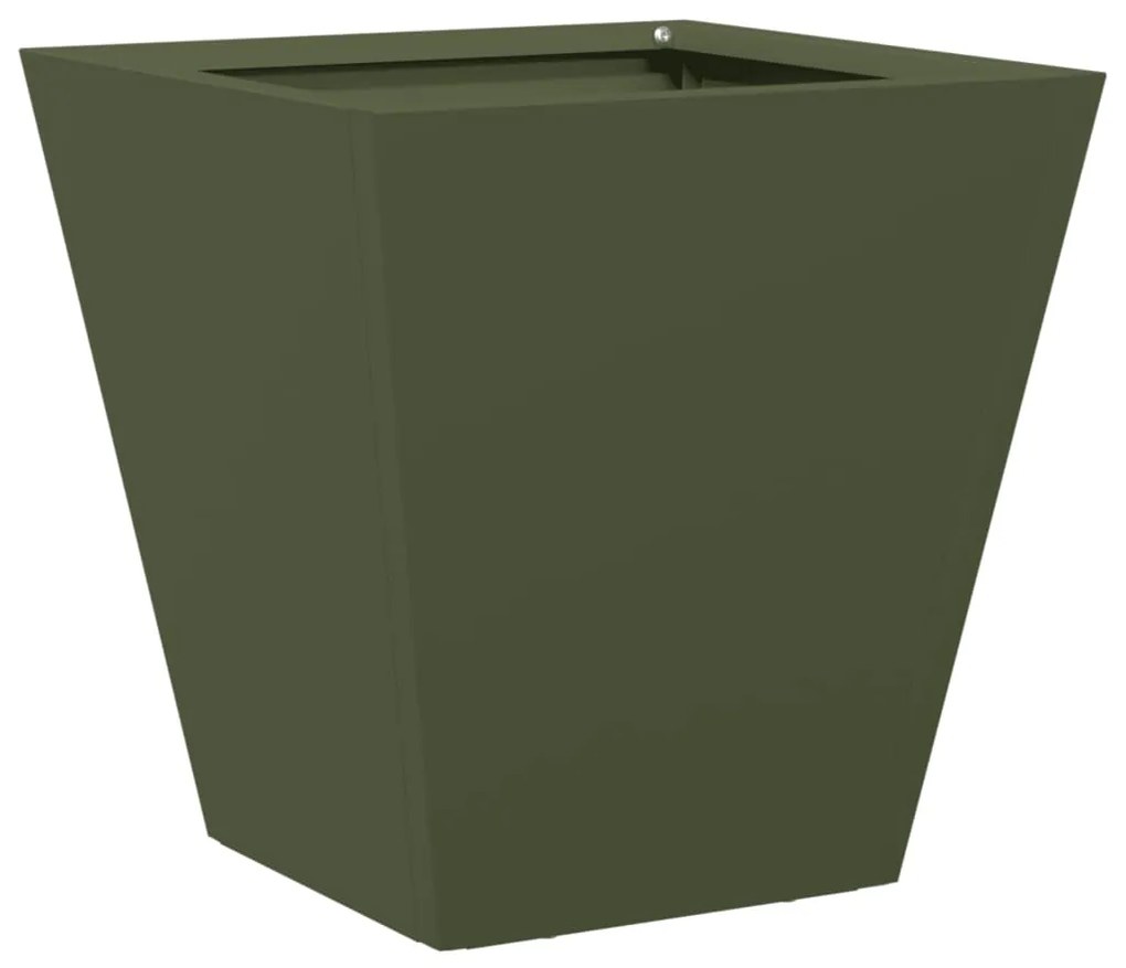 Vaso/floreira de jardim 30x30x30 cm aço verde azeitona