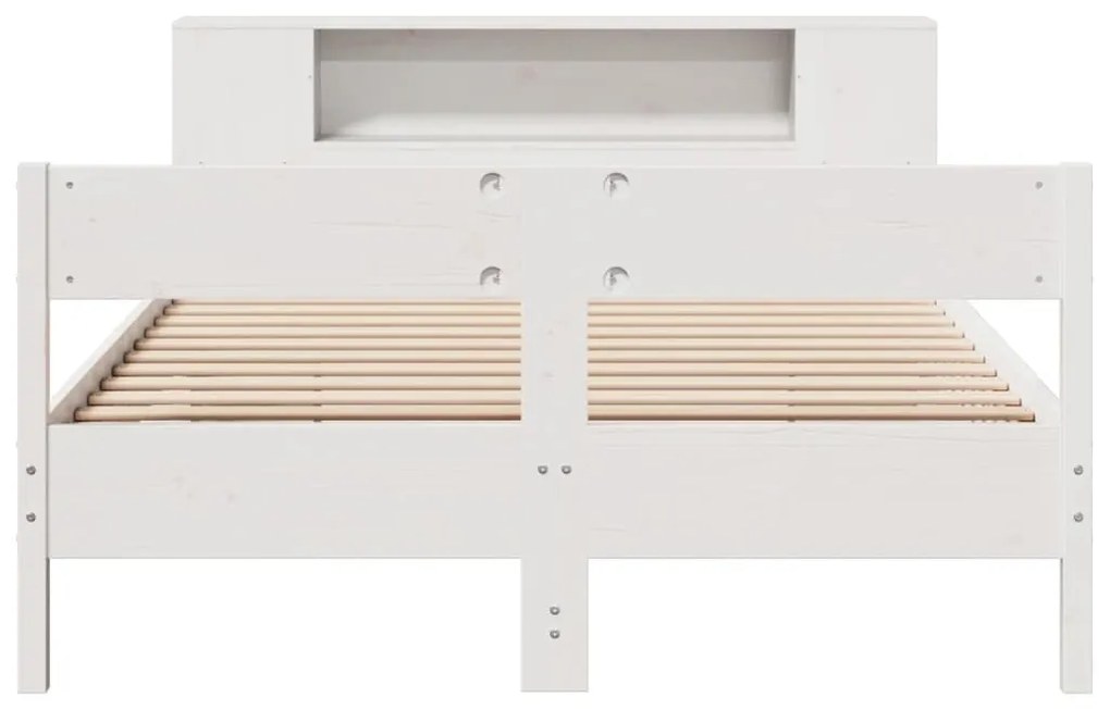 Cama com estante sem colchão 140x190 cm pinho maciço branco