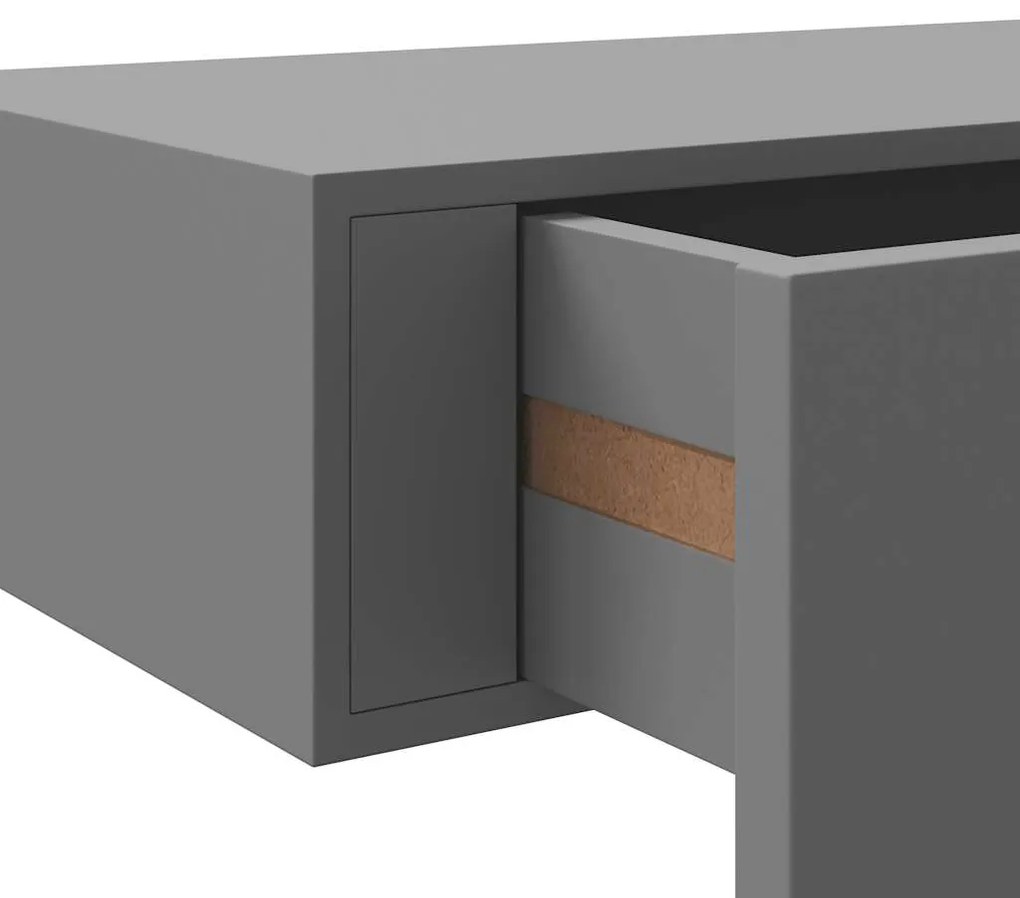 Prateleira de parede com gaveta MDF 40x23,5x10 cm cinzento