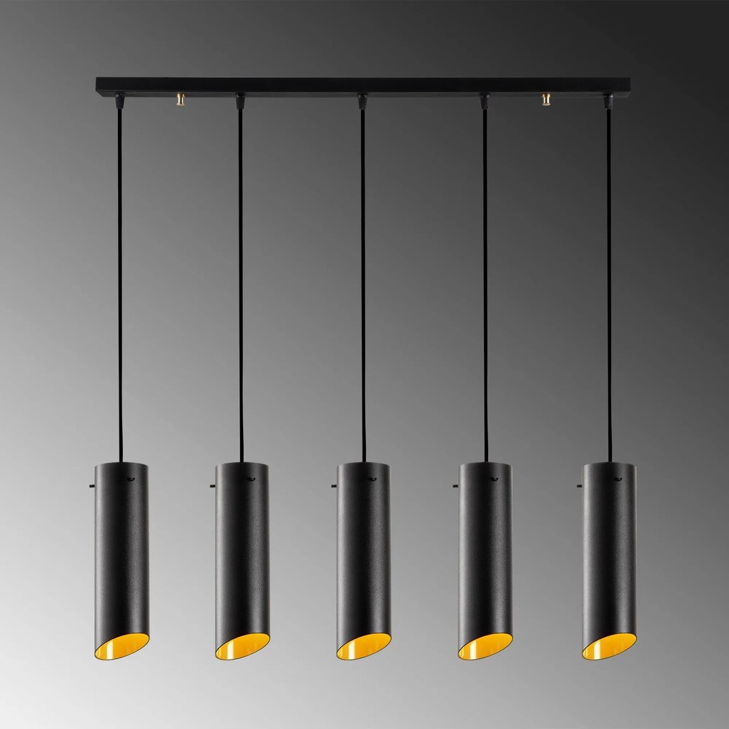 Candeeiro de Teto Sivani – Preto e Amarelo – 85 x 8 cm