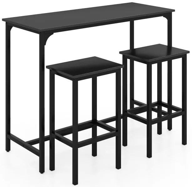 Conjunto de mesa de jantar de 3 peças com mesa alta e 2 bancos Mesa de cozinha industrial na altura do balcão Conjunto de assentos cinza