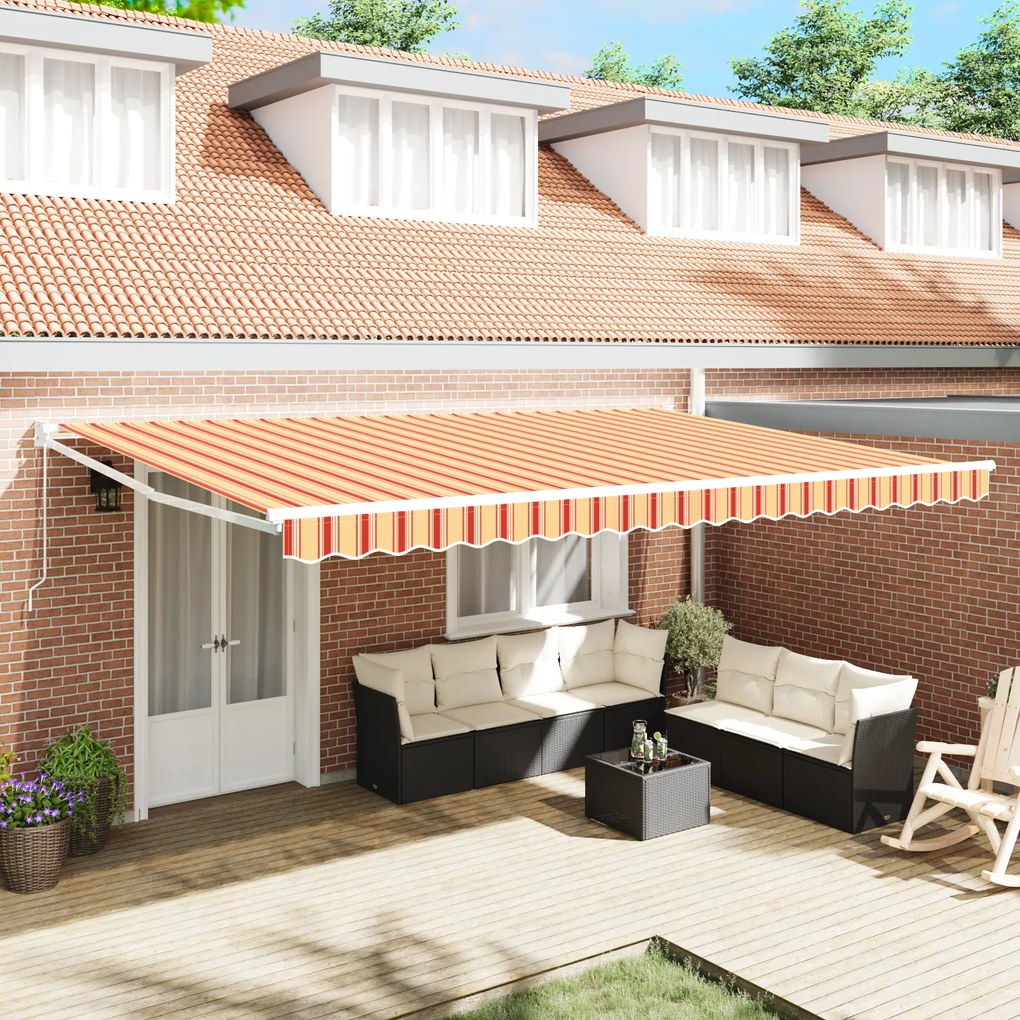vidaXL Toldo Retrátil Manual Laranja e Branco 500x300 cm