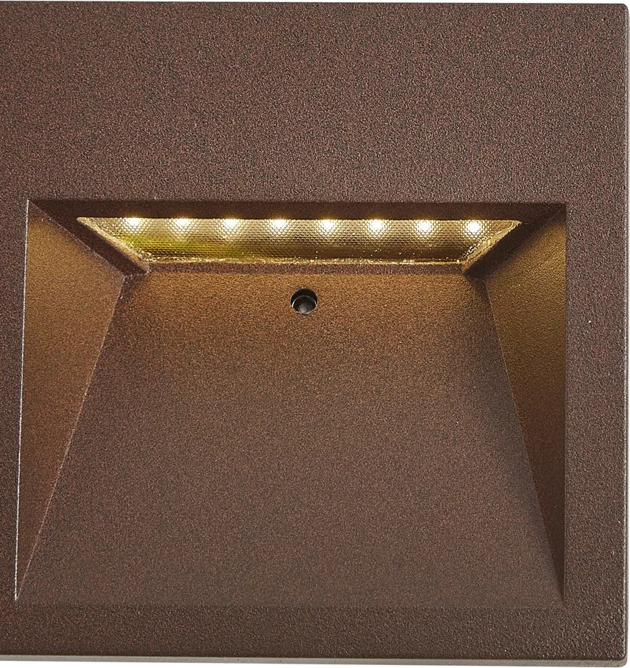 Candeeiro de parede moderno castanho ferrugem quadrado incluindo LED IP54 - Gem