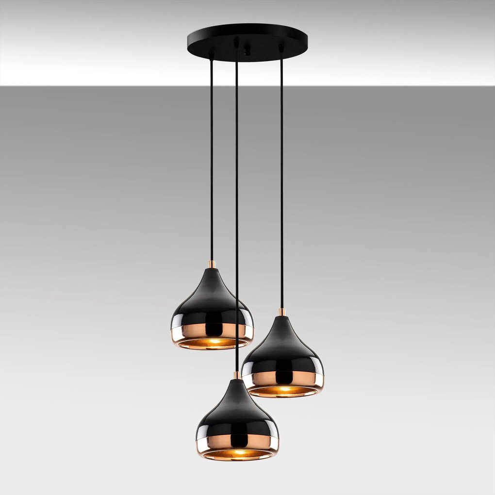Candeeiro de Teto Yildo – Preto Cobre – Diâmetro 37 cm, Altura 111 cm
