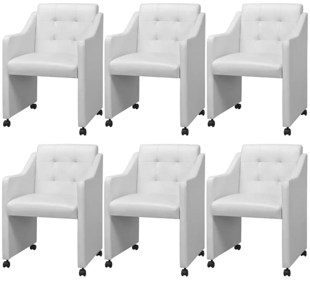 274219 vidaXL Cadeiras de jantar 6 pcs couro artificial branco