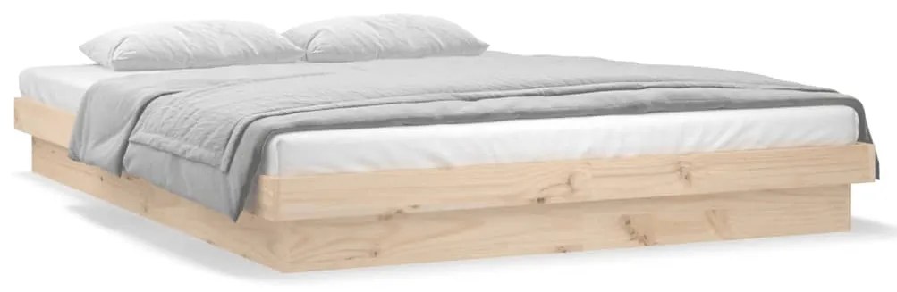 Estrutura de cama c/ LED 140x190 cm madeira maciça