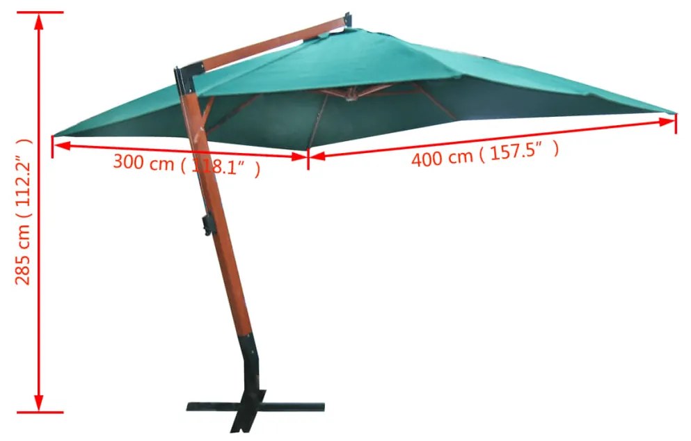 Guarda-sol flutuante Melia 300 x 400 cm verde