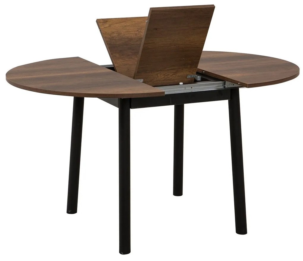 Mesa de Jantar Extensível Oliver – Nogueira/Preto – 100/131 x 75 x 100