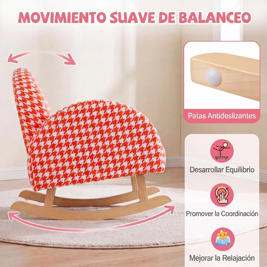 Cadeira de Baloiço para Crianças, 50 x 50 x 50 cm, Movimento Suave, Laranja