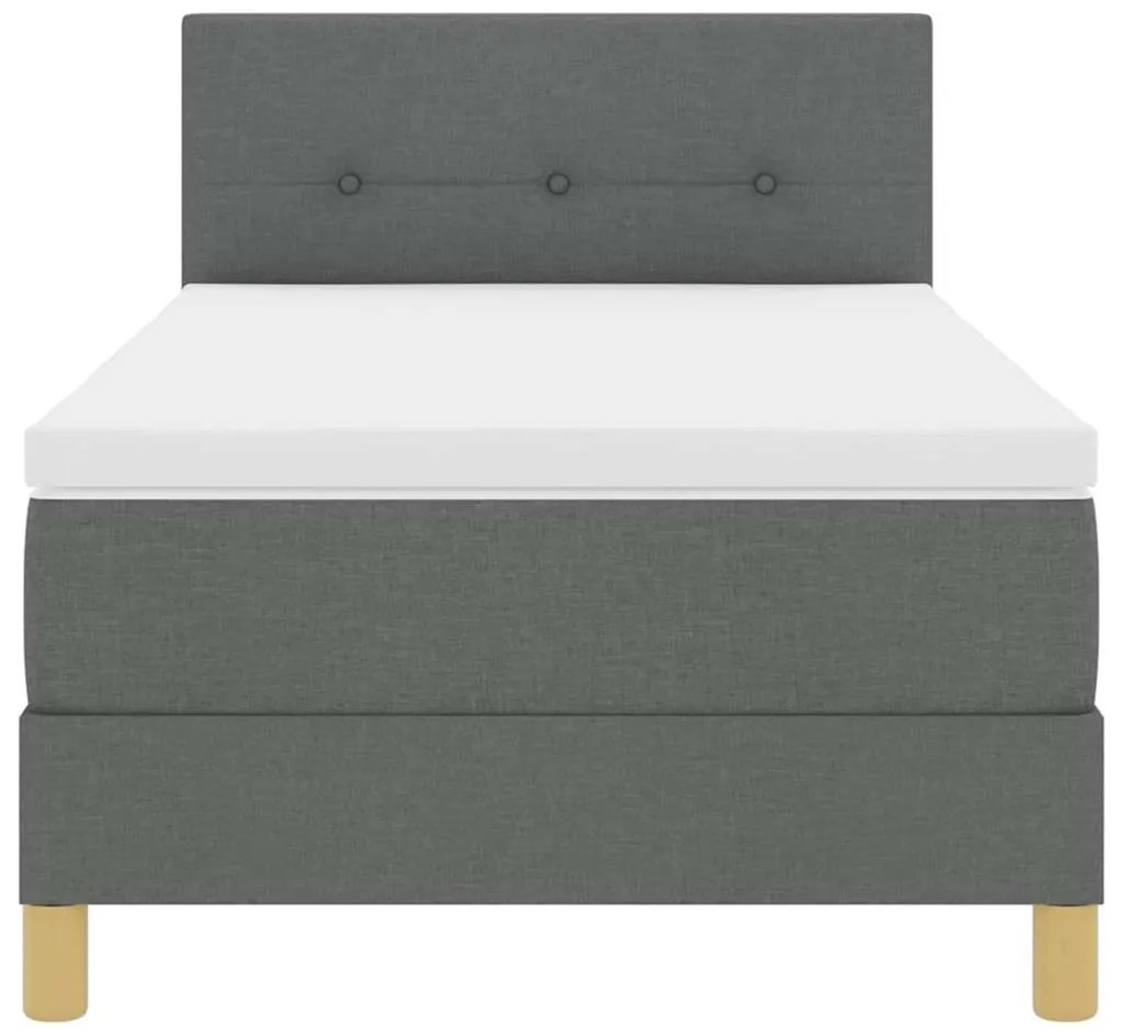 Cama Box Spring com Colchão &amp; LED Cinza Escuro 90x190 cm Tecido