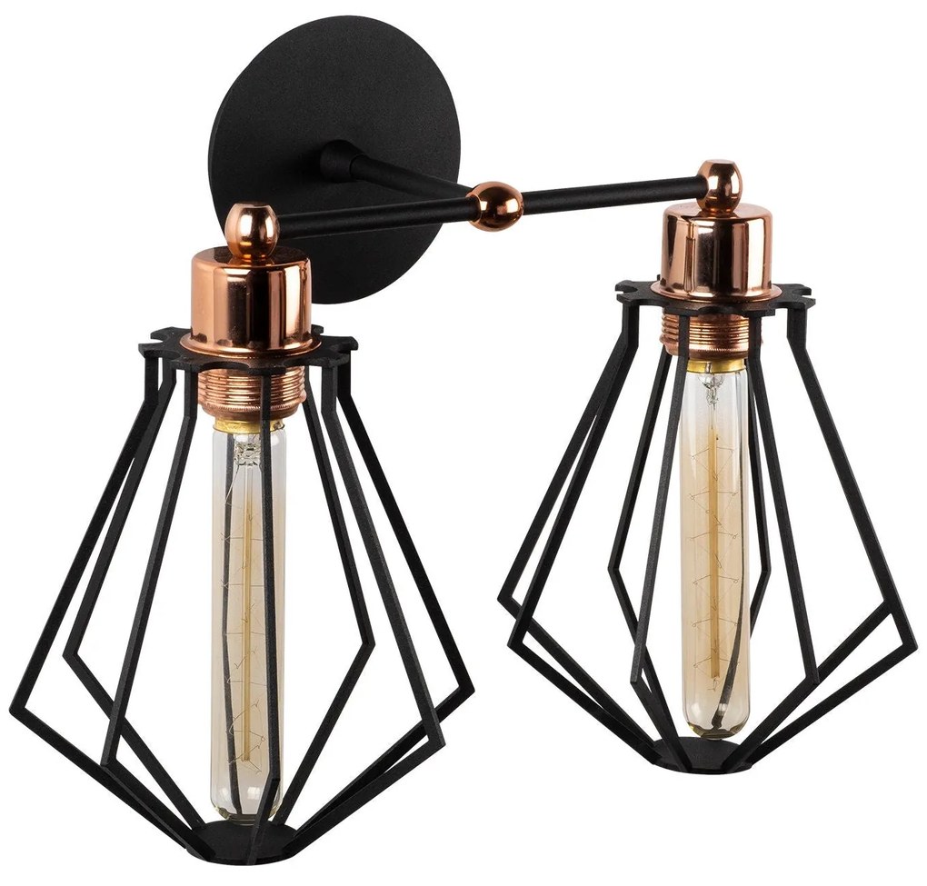 Candeeiro de Parede Oylat – Preto e Bronze – Diâmetro 38 cm