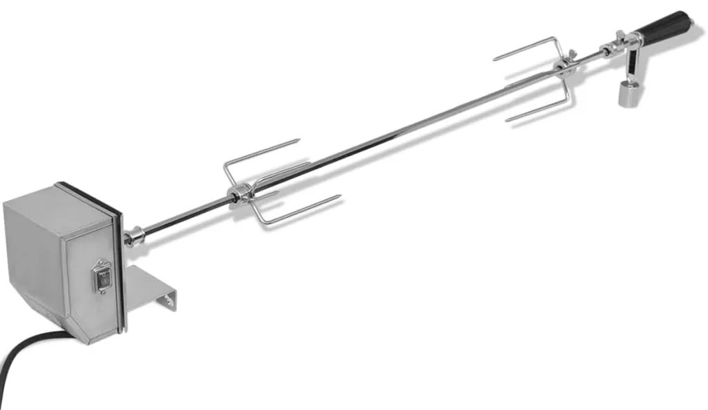 42245 vidaXL Espeto Rotisserie de churrasqueira + motor profissional de aço 1200 mm