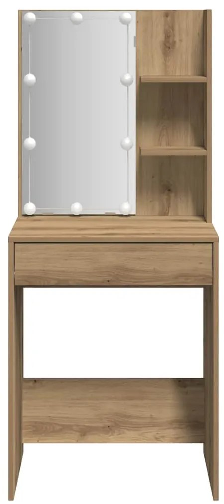 Toucador com luzes LED 60x40x140 cm cor carvalho artisiano