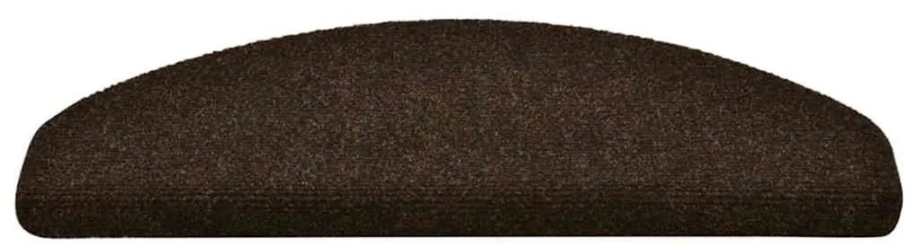 Tapetes escada autoadesivos 5 pcs 65x21x4 cm agulhado castanho