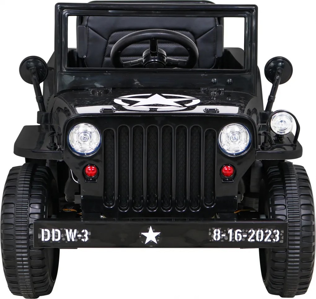 Jipe elétrico para Crianças Retro Military 12V 4x4, Rodas de EVA Preto