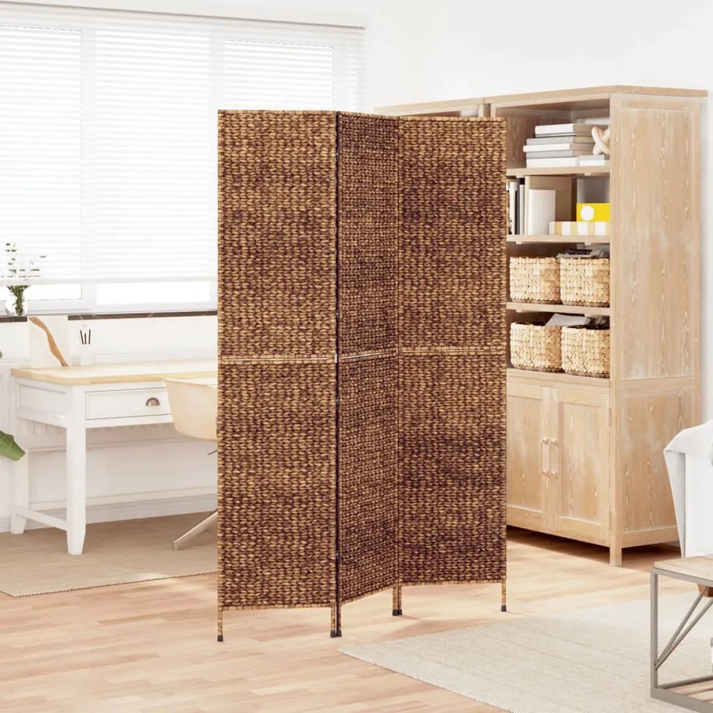 vidaXL Biombo de 3 painéis 122x180 cm jacinto de água castanho