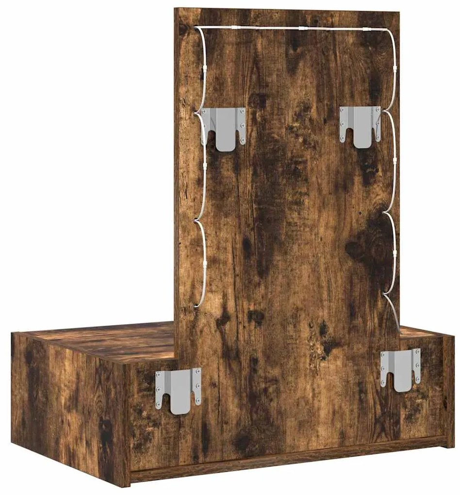 Mesa de Maquilhagem Suspensa com Luzes LED em Carvalho Fumado