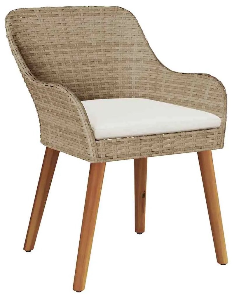 Conjunto de Jantar de Jardim 3 Peças Bege em Rattan Sintético