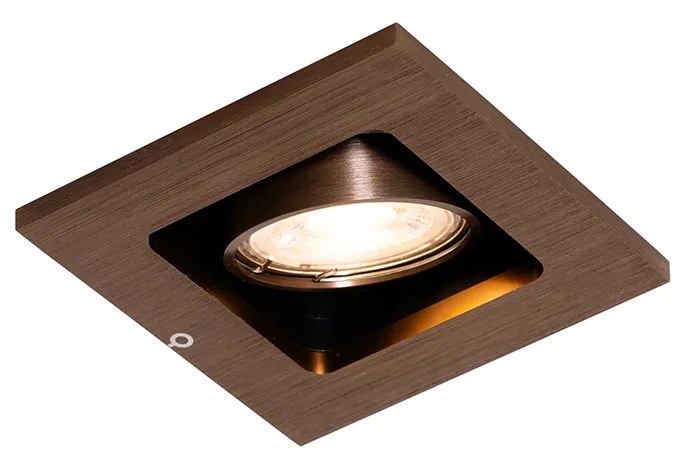 Foco embutido inteligente bronze escuro giratório e inclinável Incl. Wifi GU10 50mm - Qure