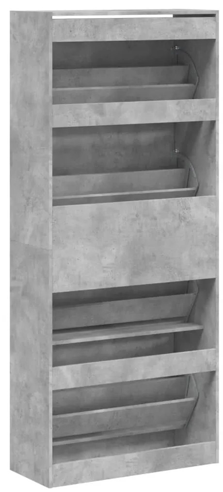 Sapateira c/ 4 gavetas articuladas 80x34x187,5 cm cinza cimento