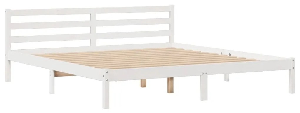 Cama com estante sem colchão 180x200 cm pinho maciço branco