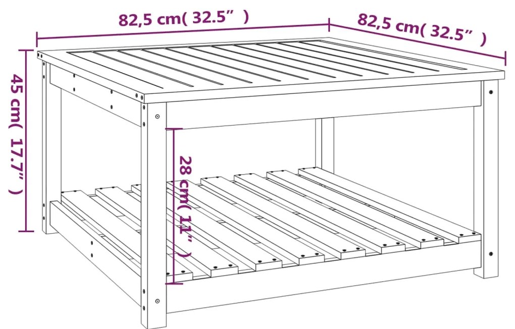 Mesa de jardim 82,5x82,5x45 cm pinho maciço castanho-mel