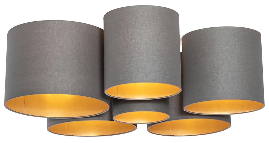 Luminária de teto taupe com interior dourado 6 luzes - Multidrum Moderno