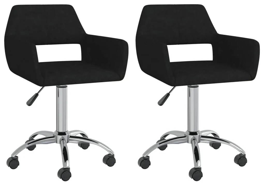 vidaXL Cadeiras de jantar giratórias 2 pcs tecido preto