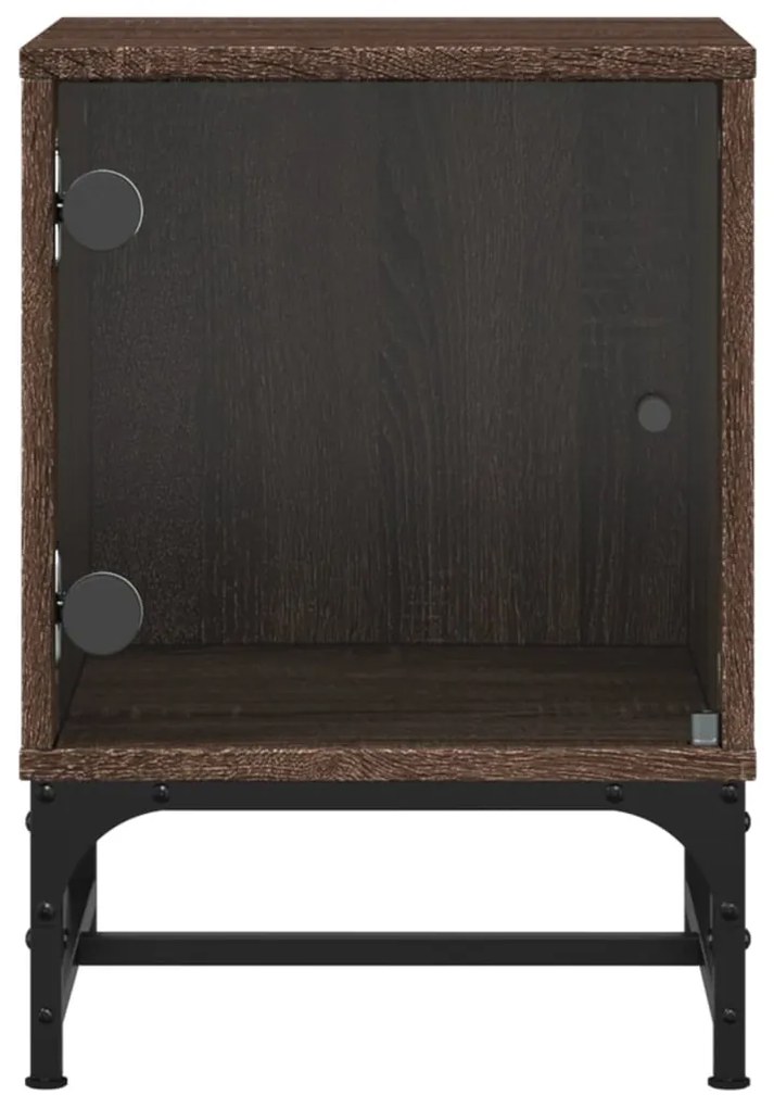Mesa de cabeceira c/ porta vidro 35x37x50 cm carvalho castanho